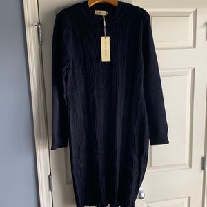 Long Sleeve Cable Knit Pullover Sweater Dress